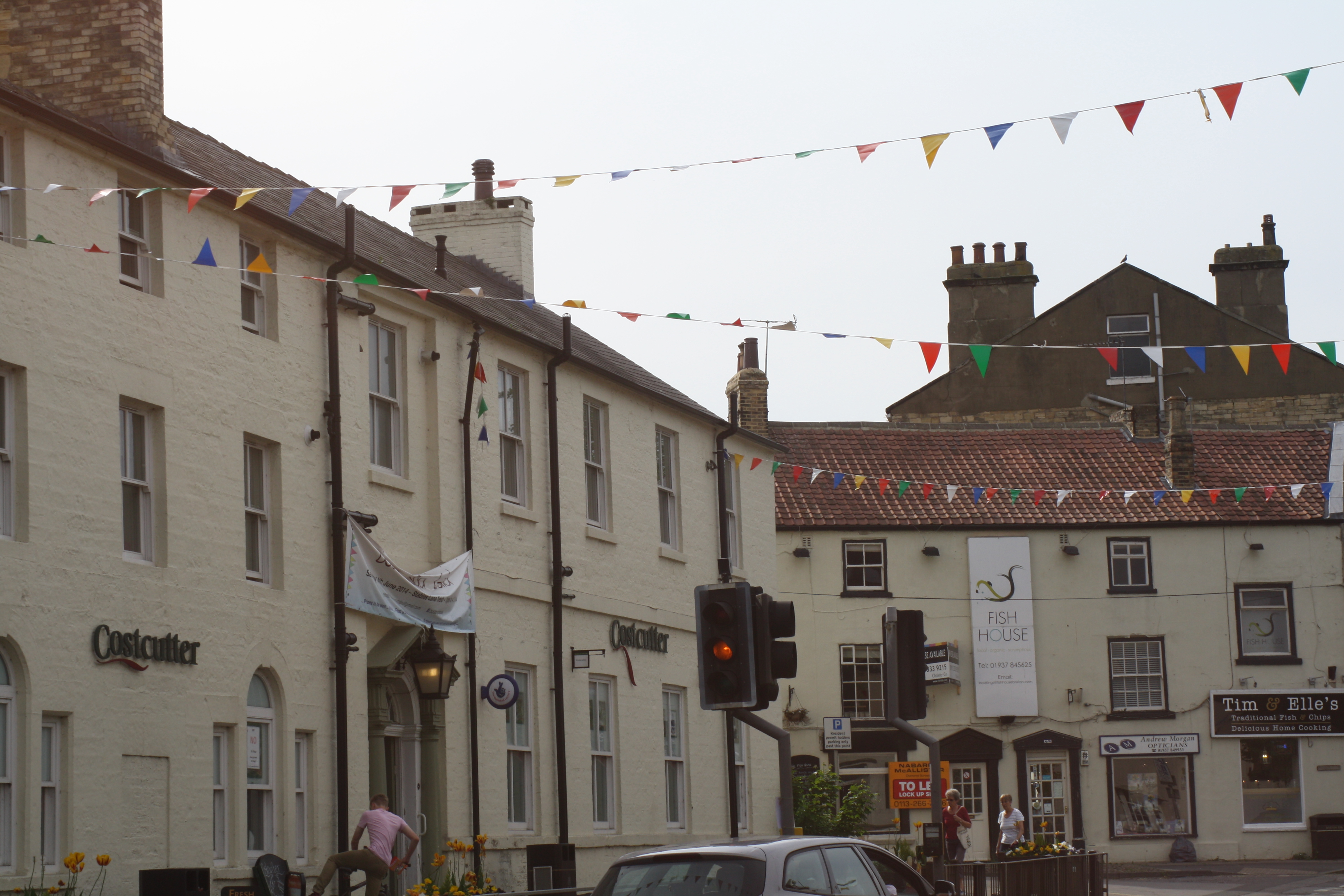 town with bunting